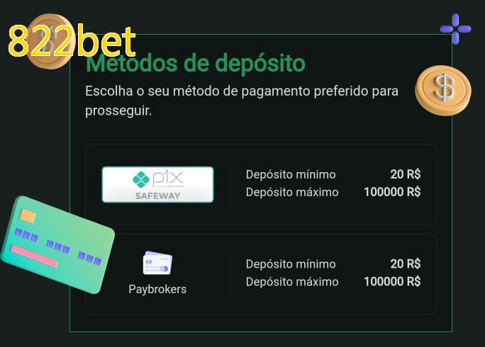 O cassino 822betbet oferece uma grande variedade de métodos de pagamento